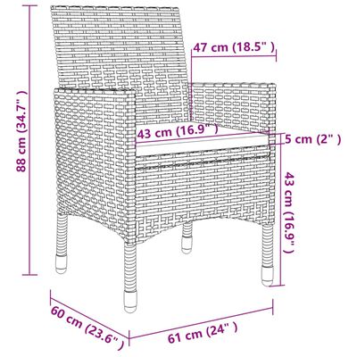 vidaXL spisebordssæt til haven 7 dele med hynder polyrattan og glas