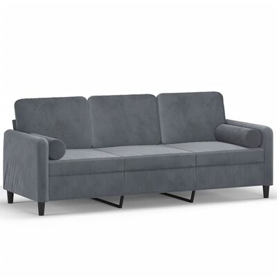 vidaXL 3-personers sofa med pyntepuder 180 cm velour mørkegrå