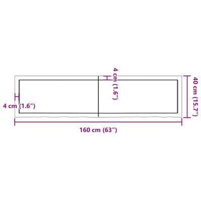 vidaXL væghylde 160x40x(2-4) cm behandlet massivt egetræ mørkebrun