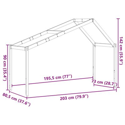 vidaXL stel til husseng 203x80,5x142 cm massivt fyrretræ