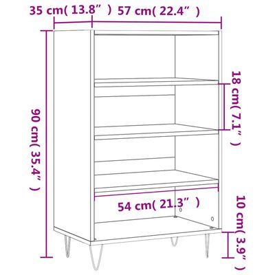 vidaXL skab 57x35x90 cm konstrueret træ grå sonoma-eg