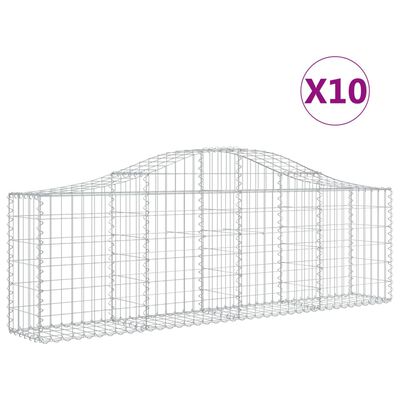 vidaXL buede gabionkurve 10 stk. 200x30x60/80 cm galvaniseret jern