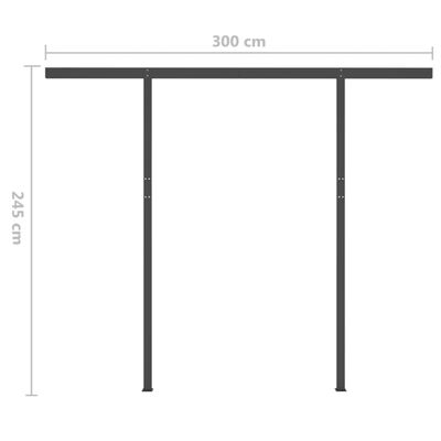 vidaXL markise m. LED-lys 3x2,5 m manuel betjening cremefarvet