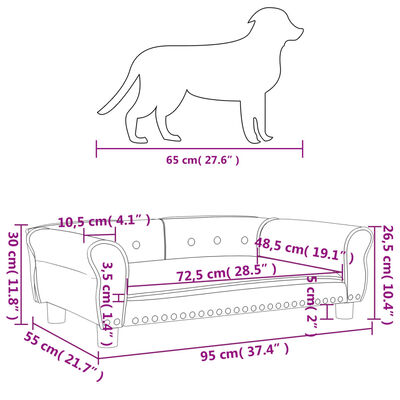 vidaXL hundeseng 95x55x30 cm kunstlæder grå