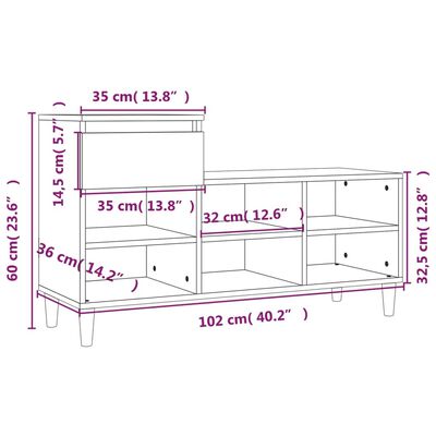 vidaXL skoreol 102x36x60 cm konstrueret træ sonoma-eg