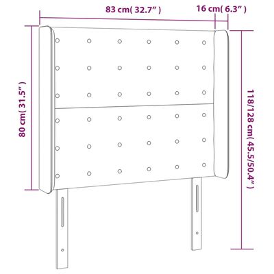 vidaXL sengegavl med LED-lys 83x16x118/128 cm stof sort