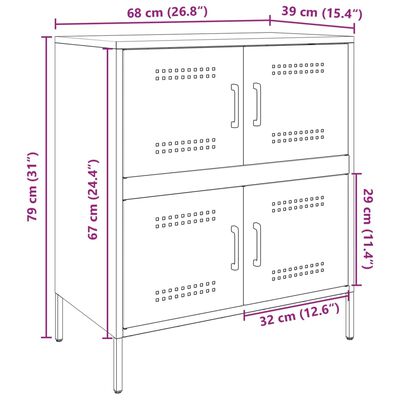 vidaXL skab 68x39x79 cm stål lyserød