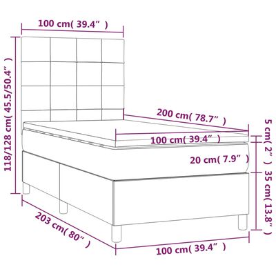 vidaXL kontinentalseng med madras 100x200 cm fløjl lyserød