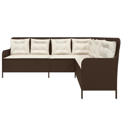 vidaXL havesofa med hynder L-formet polyrattan brun