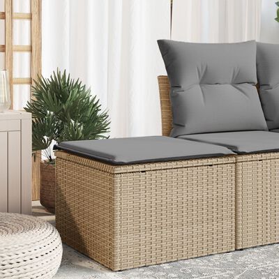 vidaXL haveskammel med hynde 55x55x37 cm polyrattan beige