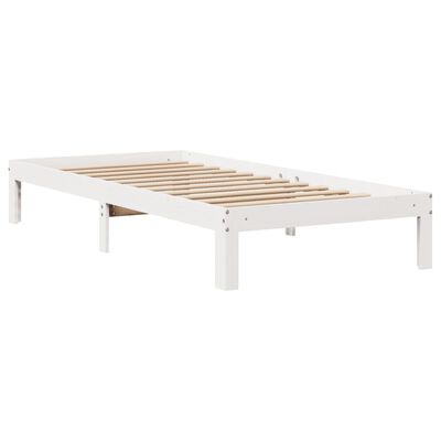 vidaXL sengeramme med sengegavl 75x190 cm massivt fyrretræ hvid