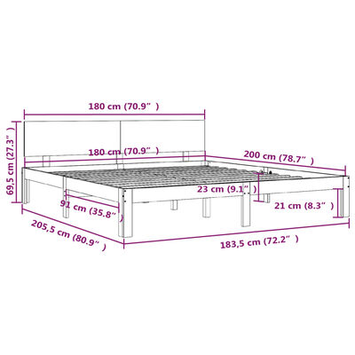 vidaXL sengestel 180x200 cm Super King massivt fyrretræ hvid