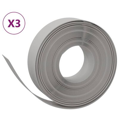vidaXL græskanter 3 stk. 10 m 15 cm polyethylen grå