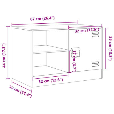 vidaXL tv-bord 67x39x44 cm stål sennepsgul