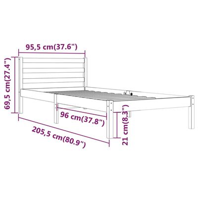 vidaXL sengeramme 90x200 cm massivt fyrretræ hvid