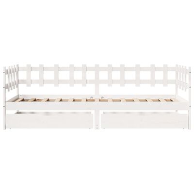 vidaXL daybed med skuffer 90x190 cm massivt fyrretræ hvid