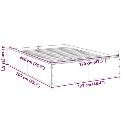 vidaXL sengestel 120x200 cm konstrueret træ brun eg