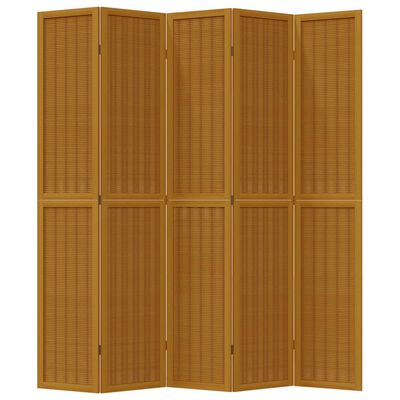 vidaXL rumdeler 5 paneler massivt kejsertræ brun