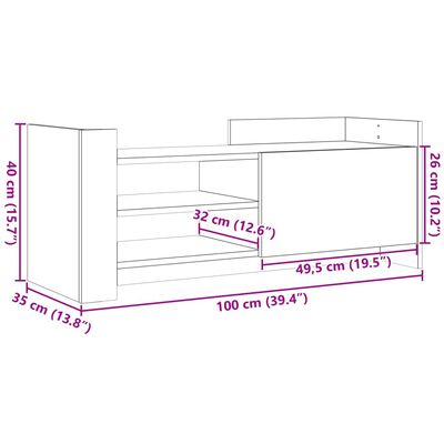 vidaXL tv-bord 100x35x40 cm konstrueret træ brun egetræsfarve