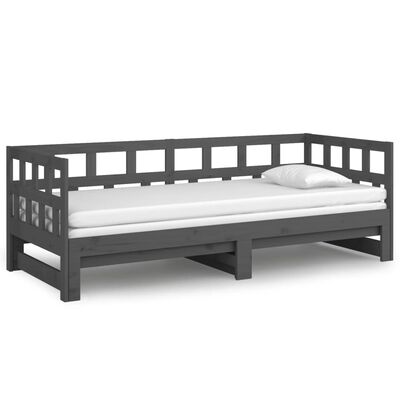 vidaXL daybed med udtræk 2x(90x200) cm massivt fyrretræ grå