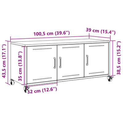 vidaXL tv-bord 100,5x39x43,5 cm koldvalset stål olivengrøn