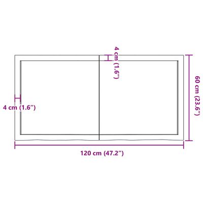 vidaXL bordplade 120x60x(2-4) cm behandlet massivt egetræ lysebrun