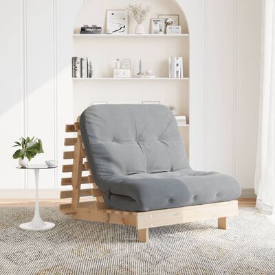 vidaXL futon med madras 80x206x11 cm massivt fyrretræ