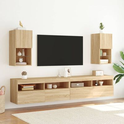 vidaXL tv-bord med LED-lys 30,5x30x60 cm sonoma-eg