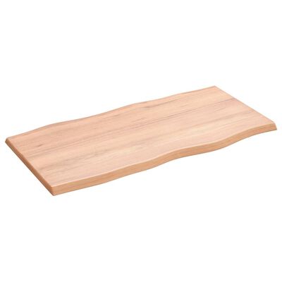 vidaXL bordplade 80x40x2 cm naturlig kant behandlet egetræ lysebrun