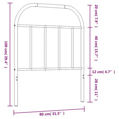 vidaXL sengegavl 75 cm metal sort