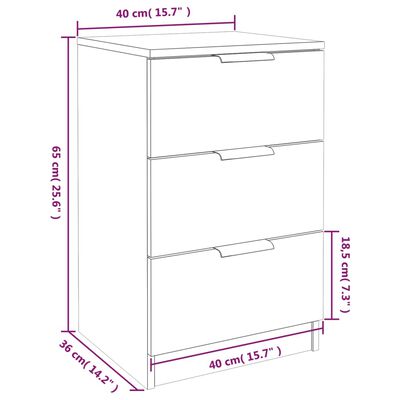 vidaXL sengeborde 2 stk. 40x36x65 cm sort