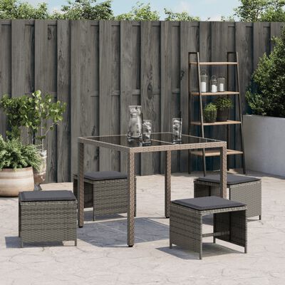 vidaXL haveskamler 4 stk. med hynder 40x40x35 cm polyrattan grå