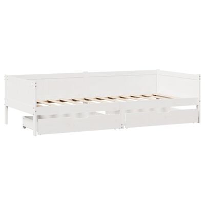 vidaXL daybed med skuffer 90x190 cm massivt fyrretræ hvid