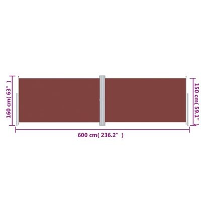 vidaXL sammenrullelig sidemarkise 160x600 cm brun