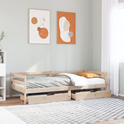 vidaXL daybed med skuffer 90x200 cm massivt fyrretræ