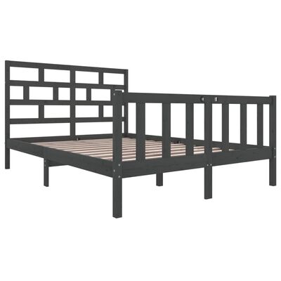 vidaXL sengeramme 150x200 cm King Size massivt fyrretræ grå