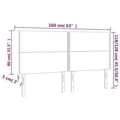 vidaXL sengegavl med LED-lys 160x5x118/128 cm kunstlæder cappuccino