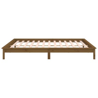 vidaXL sengeramme med LED-lys 150x200 cm kingsize massivt træ brun