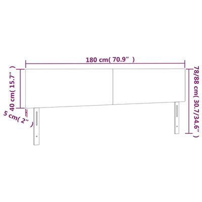 vidaXL sengegavl med LED-lys 180x5x78/88 cm velour lysegrå