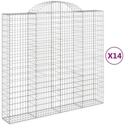 vidaXL buede gabionkurve 14 stk. 200x50x180/200 cm galvaniseret jern