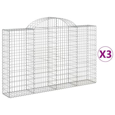 vidaXL buede gabionkurve 3 stk. 200x30x120/140 cm galvaniseret jern