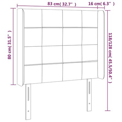 vidaXL sengegavl med LED-lys 83x16x118/128 cm fløjl sort