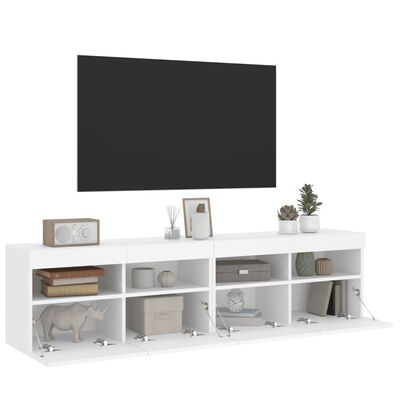 vidaXL væghængte tv-borde 2 stk. med LED-lys 80x30x40 cm hvid