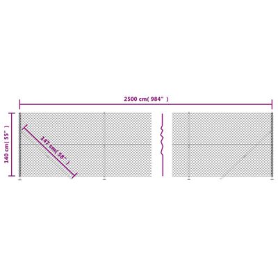 vidaXL trådhegn med flange 1,4x25 m antracitgrå