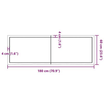 vidaXL bordplade 180x60x(2-6) cm behandlet massivt egetræ lysebrun