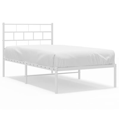 vidaXL sengeramme med sengegavl 100x190 cm metal hvid