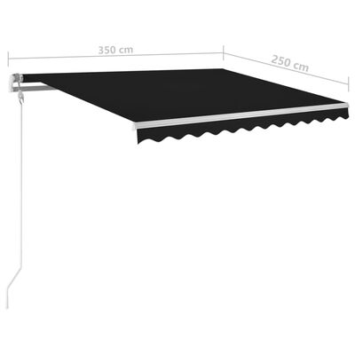 vidaXL foldemarkise m. stolper 3,5x2,5 m manuel betjening antracit