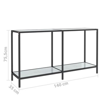 vidaXL konsolbord 140x35x75,5 cm hærdet glas hvid