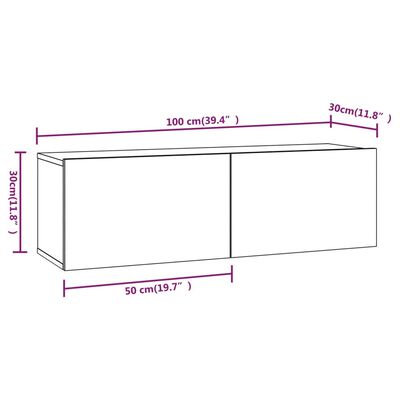 vidaXL tv-skabe 4 stk. 100x30x30 cm konstrueret træ hvid højglans