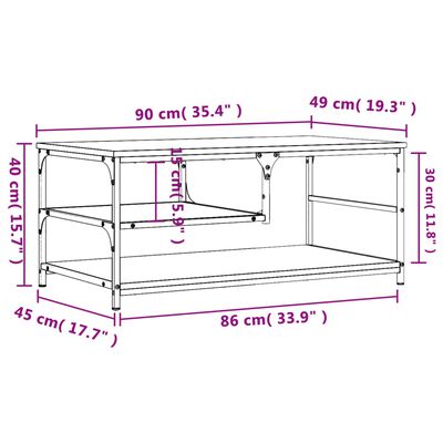 vidaXL sofabord 90x49x40 cm konstrueret træ sort